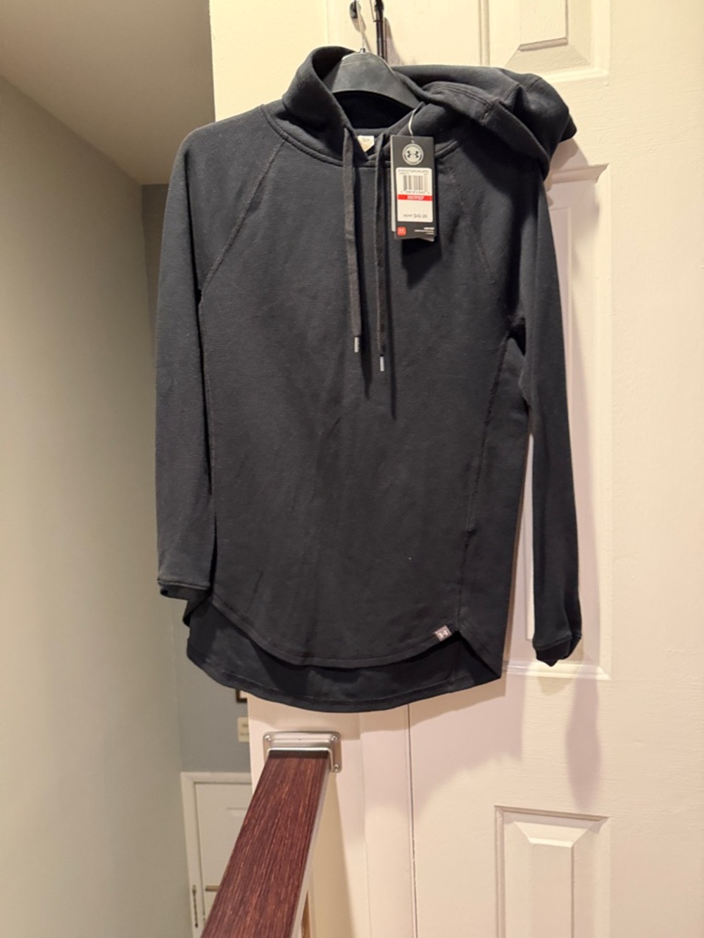 Under Armour Black Hooded Pullover with Contrast Logo Tab